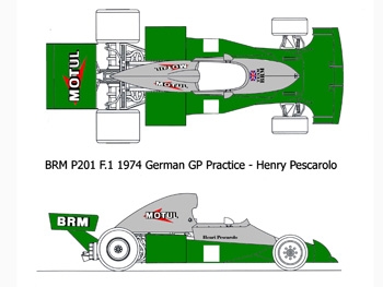 Modellismo 90 K.032A BRM P201 F.1 Practice German GP 1974