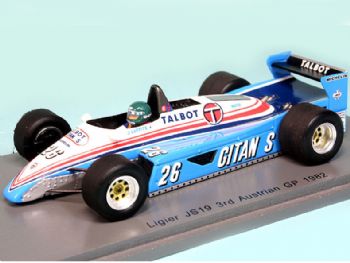 Spark Models S4264 Ligier JS19 F.1 Matra #26 Austrina GP 1982