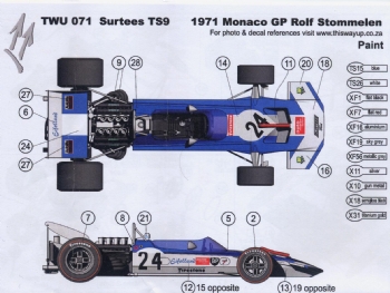 This Way Up TWU 071 Surtees TS 9 F.1 Ford Monaco GP 1971 